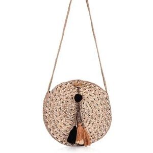 America & Beyond | Metallic Jute Woven Crossbody Bag
